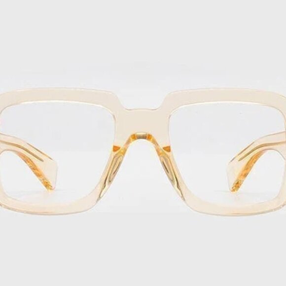 Bohten Unisex Manyara Marmalade Eyeglass Boxy Rounded Edge 5 Barrel Hinges Gold - Picture 1 of 4